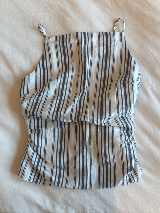 Madewell Tops - Ruched Squareneck Tank in Linen-Cotton Stripe